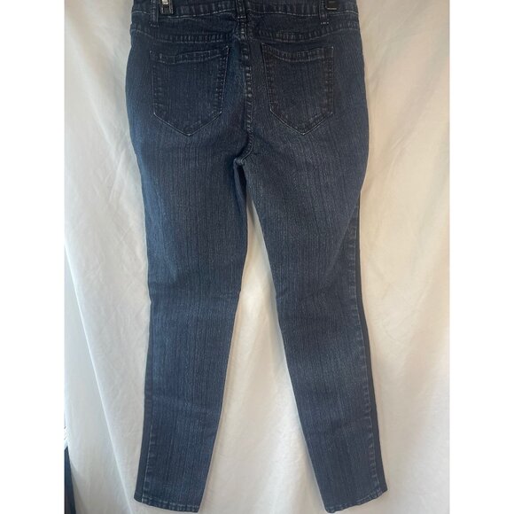 Roz & Ali stretch jeans dark blue wash black stripe down each side cotton READ - Picture 2 of 9